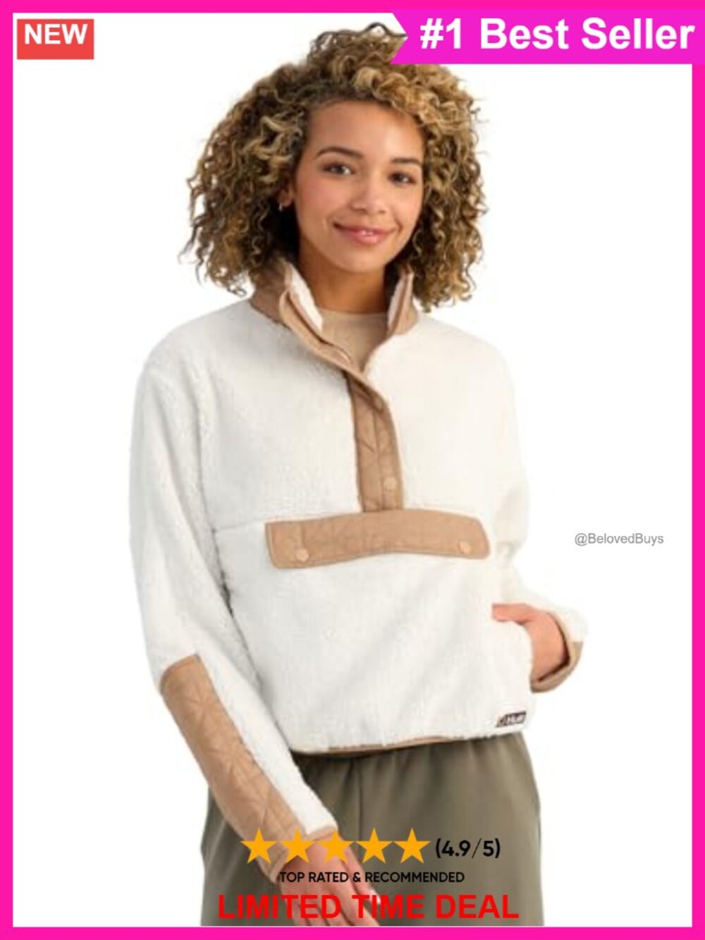 Plush Sherpa Fleece 1/2 Zip Pullover Drop-In Pocket Quilted